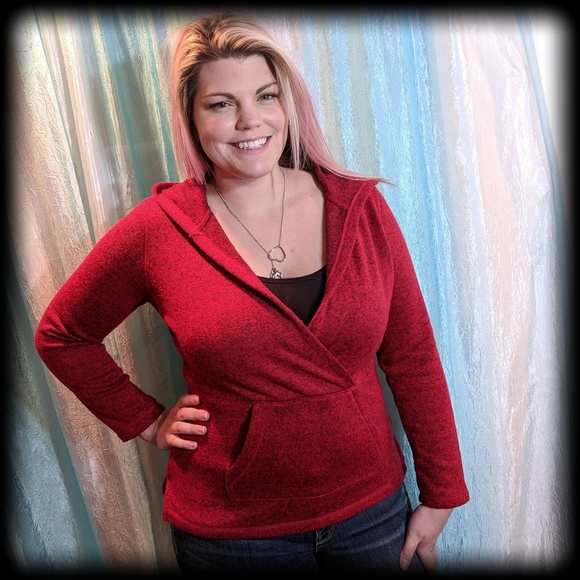 Eddie Bauer Red Pullover Hoodie Sz Large - Picture 3 of 4